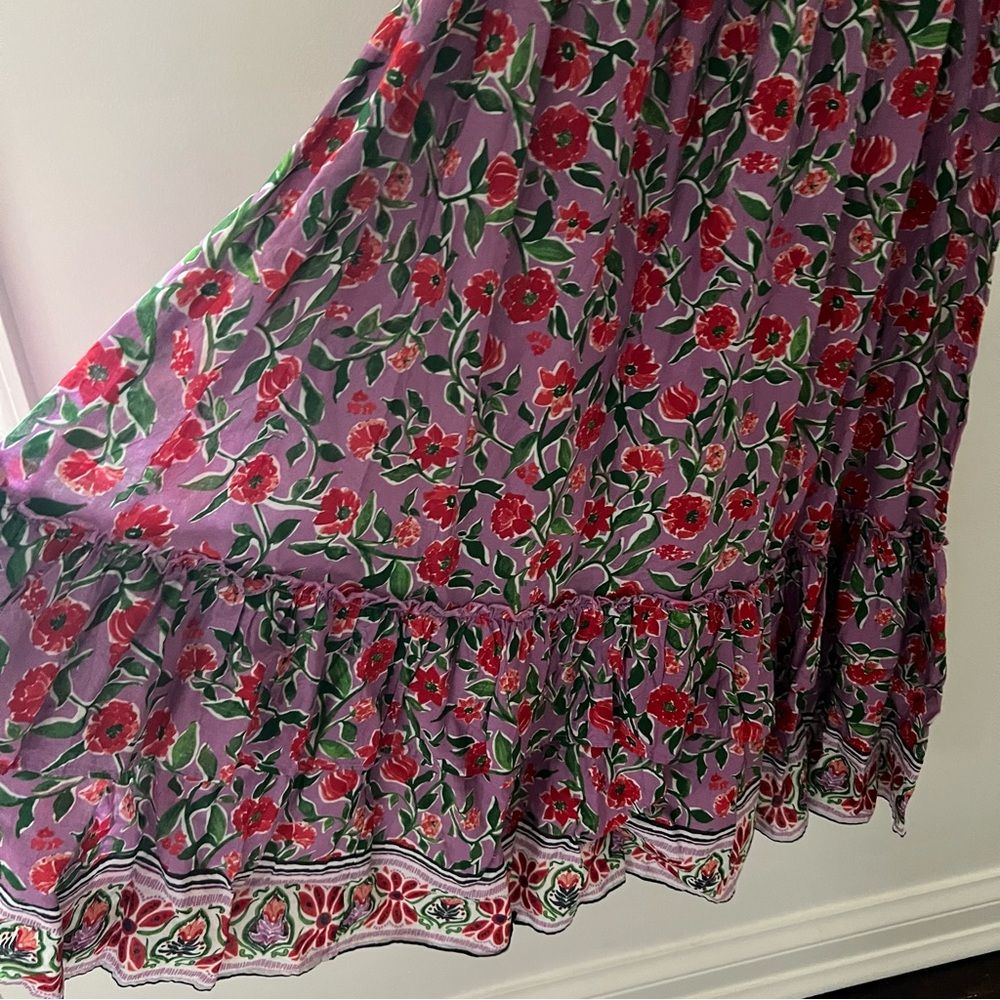 A Pea In The Pod Nwt Maternity Dress Tiered Maxi Floral Purple Red Size Xs — image 4 of 8